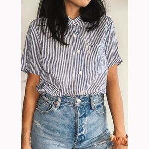 Levis button down stripped short sleeve shirt top
